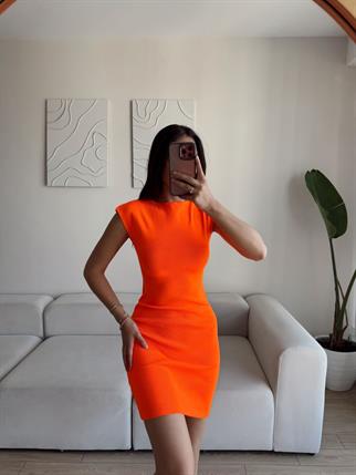 Rheai Yuvarlak Yaka Mini Elbise 7565 ORANJ