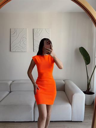 Rheai Yuvarlak Yaka Mini Elbise 7565 ORANJ