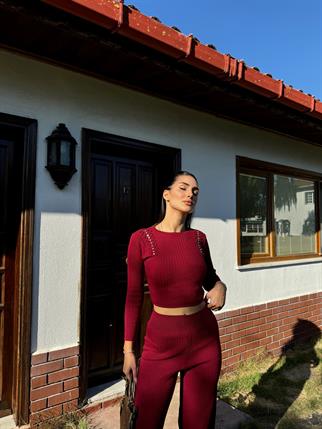 Sadie Boncuk Detaylı İkili Takım 3745 BORDO
