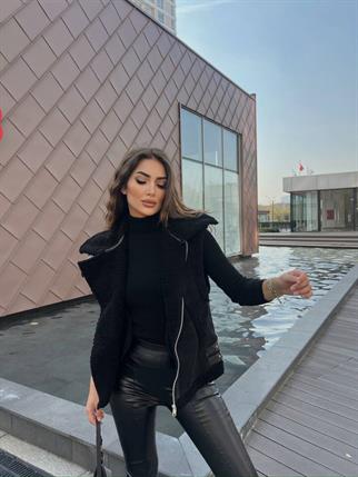 Sals İçi Peluş Kaplama Nubuk Yelek SİYAH