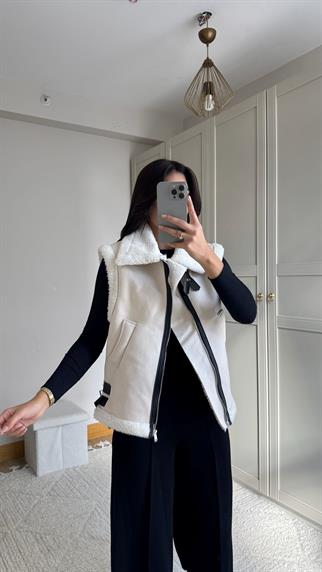 Sals İçi Peluş Kaplama Nubuk Yelek TAŞ RENGİ