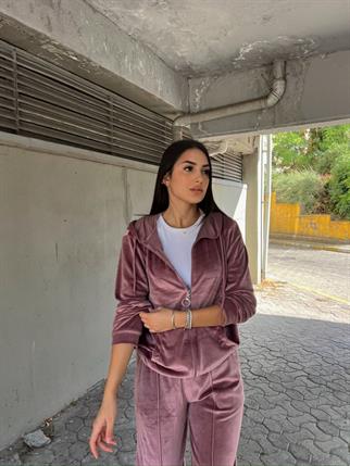 Scrat Fermuarlı Kadife Takım 24584 GÜL RENGİ