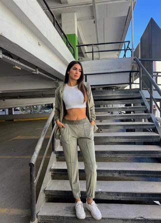 Scrat Fermuarlı Kadife Takım 24584 MİNT YEŞİLİ