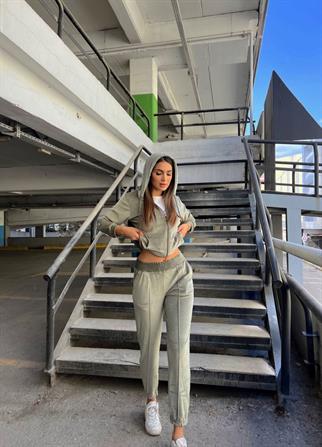 Scrat Fermuarlı Kadife Takım 24584 MİNT YEŞİLİ