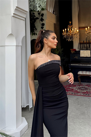 Sean Tek Kol Kuyruklu Abiye 582918 SİYAH