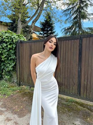 Sedef Kuyruk Detay Abiye 53667 BEYAZ