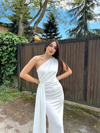 Sedef Kuyruk Detay Abiye 53667 BEYAZ