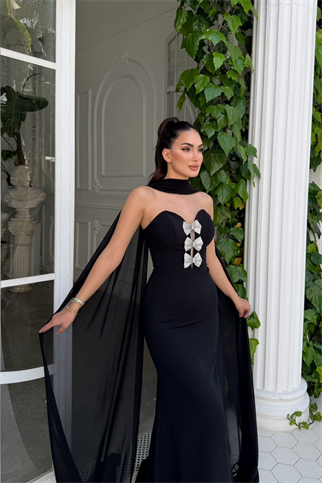 Selis Straplez Fiyonk Detay Abiye 1150