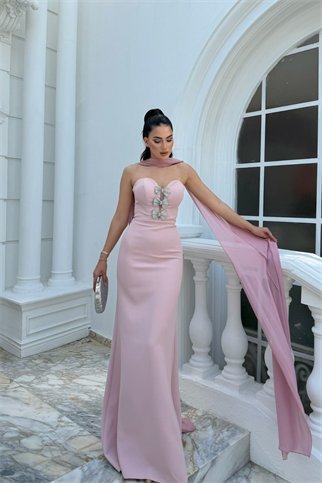 Selis Straplez Fiyonk Detay Abiye 1150