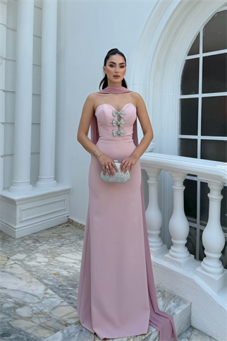 Selis Straplez Fiyonk Detay Abiye 1150