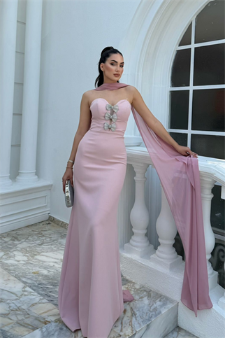 Selis Straplez Fiyonk Detay Abiye 1150