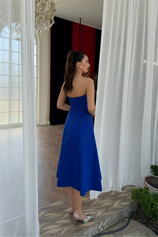 Sezay Taş İşleme Straplez Midi Elbise 1019