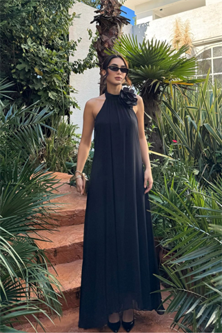 Sezen Gül Detay Şifon Abiye 9351 SİYAH