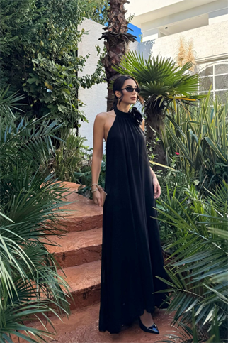 Sezen Gül Detay Şifon Abiye 9351 SİYAH