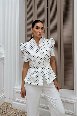 Sezin Düğme Detay Kol Pileli Ceket 2233