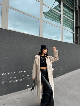 Sheila Kaşe Oversize Kaban 2985 TAŞ RENGİ