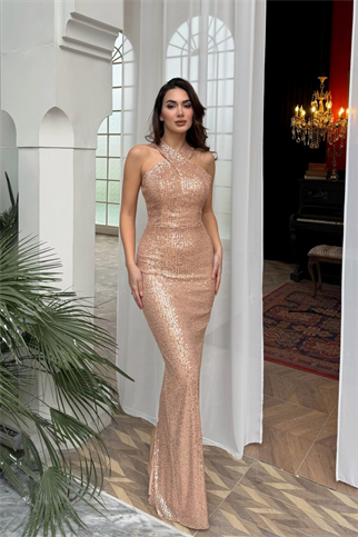 Stella Payetli Çapraz Yaka Abiye 1074