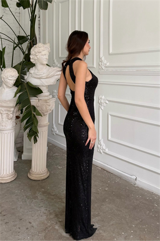 Stella Payetli Çapraz Yaka Abiye 1074