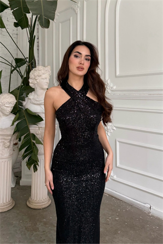 Stella Payetli Çapraz Yaka Abiye 1074