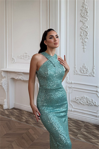 Stella Payetli Çapraz Yaka Abiye 1074