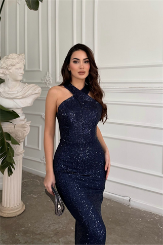 Stella Payetli Çapraz Yaka Abiye 1074