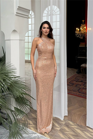 Stella Payetli Çapraz Yaka Abiye 1074