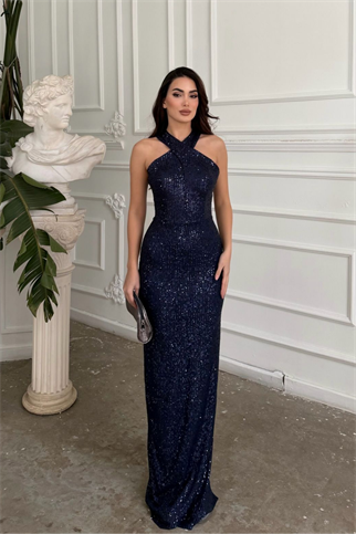 Stella Payetli Çapraz Yaka Abiye 1074