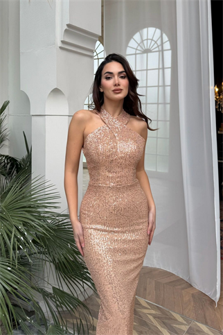 Stella Payetli Çapraz Yaka Abiye 1074