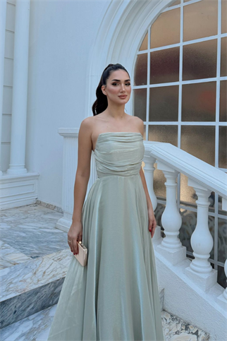 Straplez Degaje Yaka Şifon Abiye 1210