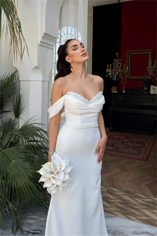 Talya Kayık Yaka İncili Abiye 1061