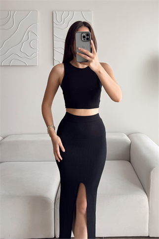 Tango Yırtmaç Detay İkili Takım 015298 SİYAH