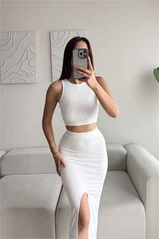 Tango Yırtmaç Detay İkili Takım 015298 BEYAZ
