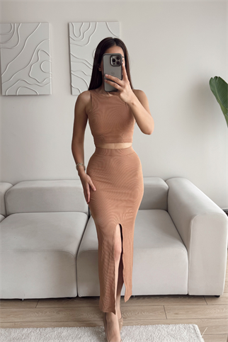 Tango Yırtmaç Detay İkili Takım 015298 VİZON