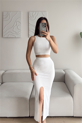 Tango Yırtmaç Detay İkili Takım 015298 BEYAZ