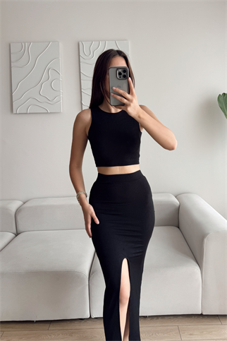 Tango Yırtmaç Detay İkili Takım 015298 SİYAH