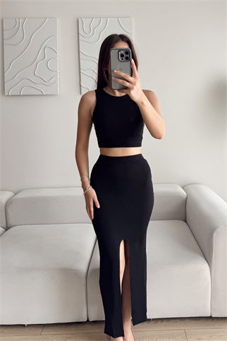 Tango Yırtmaç Detay İkili Takım 015298 SİYAH