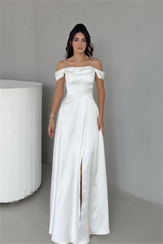 Taş Askı Detay Saten Abiye 6118