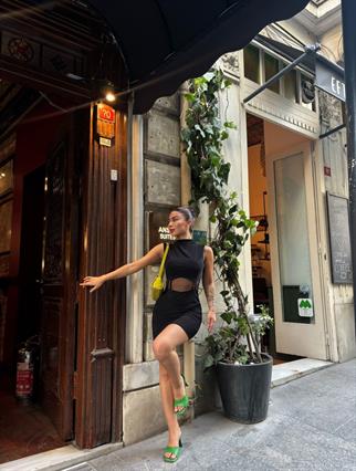 Tül Detay Elbise 3886 SİYAH