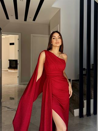 Tves Simli Kuyruk Detay Abiye 582399 BORDO