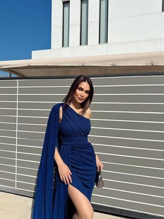 Tves Simli Kuyruk Detay Abiye 582399 SAKS MAVİSİ