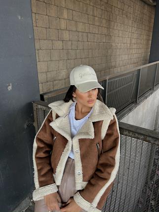 Vance İçi Kürk Detay Crop Kaban 10027 KAHVERENGİ