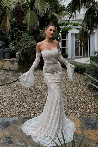 Violetta Güpür Balık Tasarım Abiye 84629 BEYAZ
