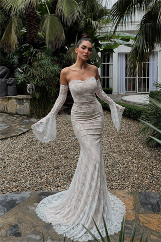 Violetta Güpür Balık Tasarım Abiye 84629 BEYAZ
