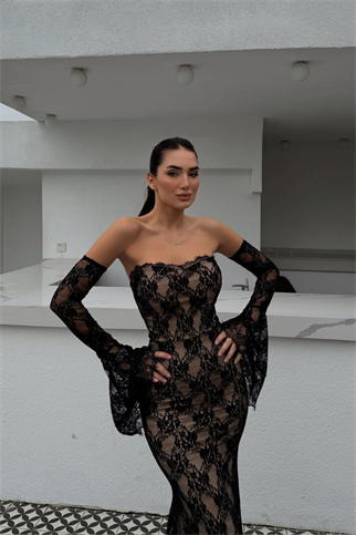 Violetta Güpür Balık Tasarım Abiye 84629 SİYAH