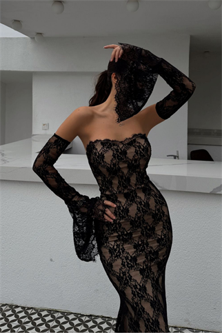 Violetta Güpür Balık Tasarım Abiye 84629 SİYAH