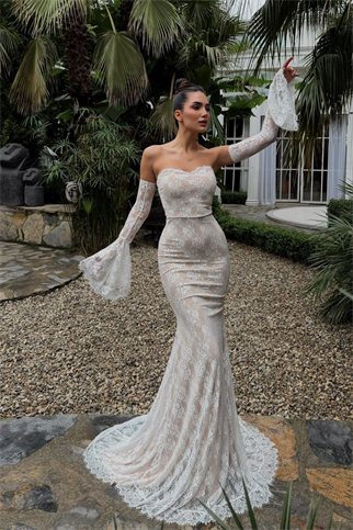Violetta Güpür Balık Tasarım Abiye 84629 BEYAZ