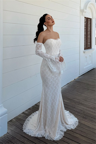 Violetta Güpür Balık Tasarım Abiye 84629 KREM