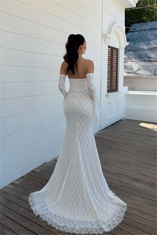 Violetta Güpür Balık Tasarım Abiye 84629 KREM