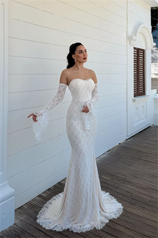 Violetta Güpür Balık Tasarım Abiye 84629 KREM