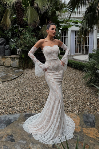 Violetta Güpür Balık Tasarım Abiye 84629 BEYAZ